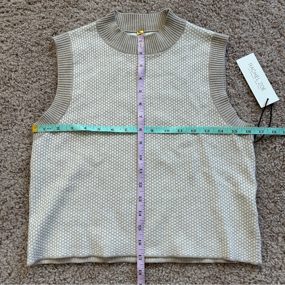 Rachel Zoe Cream Tan Textured Sweater Vest NWT Size Small - Picture 7 of 7